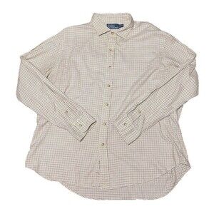 Polo Ralph Lauren Shirt Mens XXL 2XL Beige Brown Plaid Button Down Long Sleeve